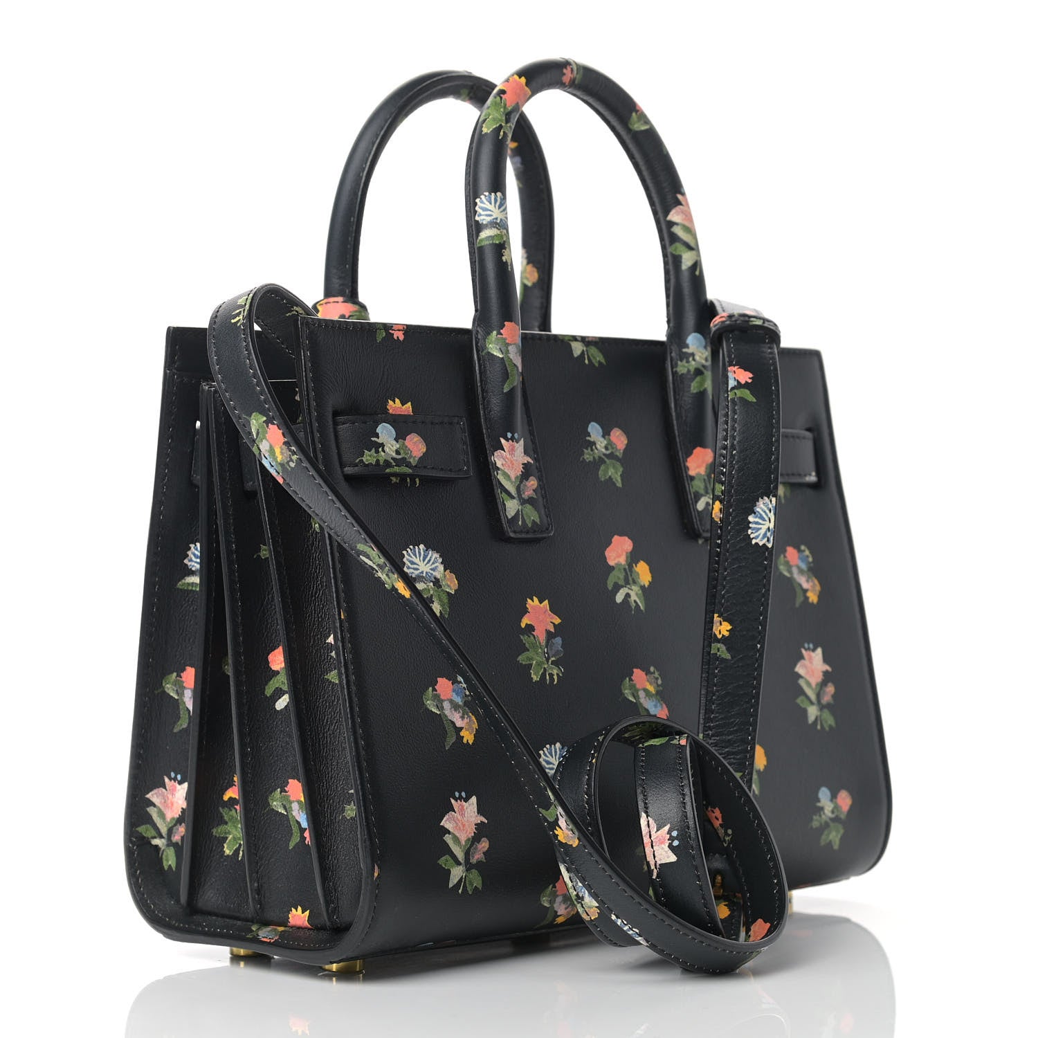 Saint Laurent Calfskin Prairie Printed Nano Sac De Jour Black 3 of 14