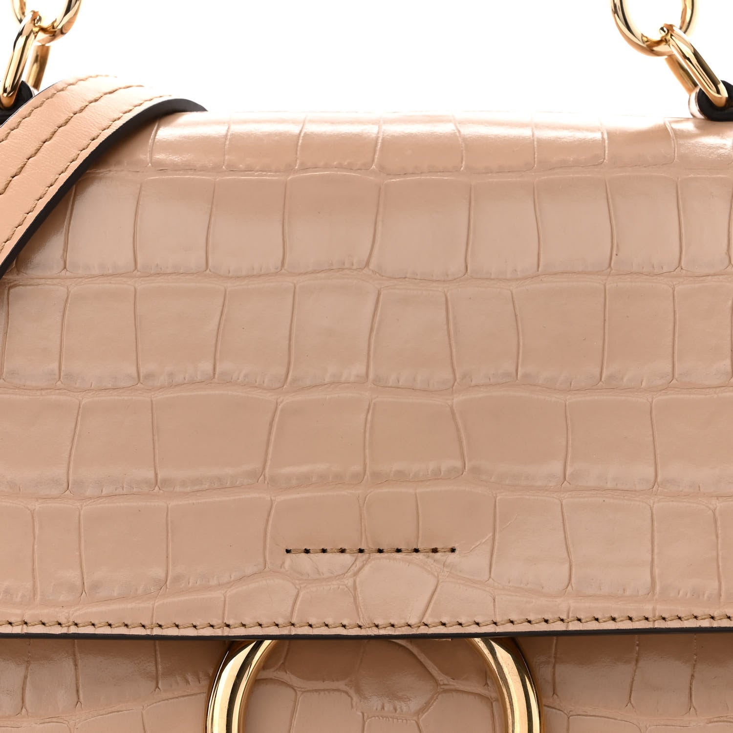 Chloe Calfskin Crocodile Embossed Small Faye Day Shoulder Bag Beige 7 of 13