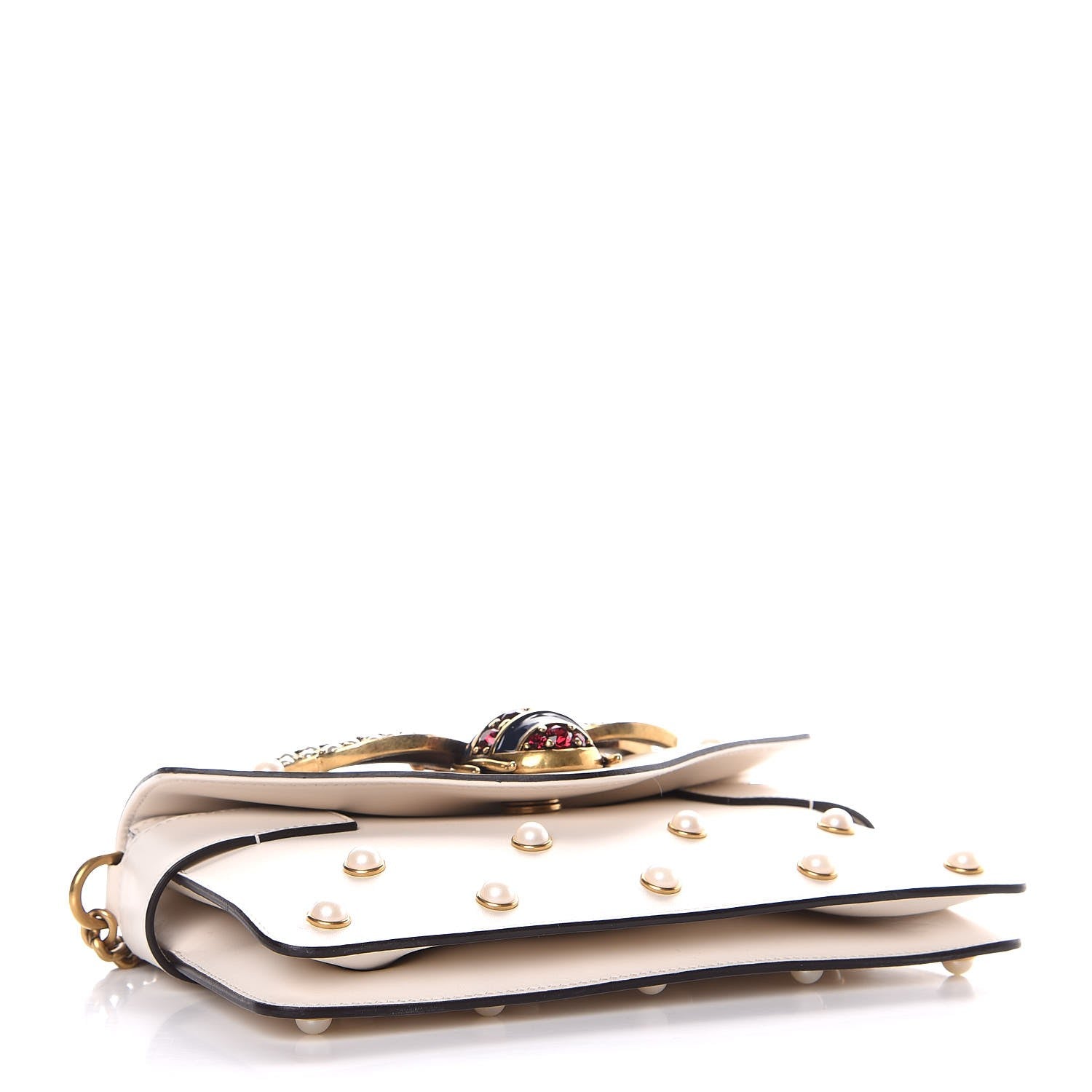 Gucci Nappa Pearl Studded Mini Queen Margaret Broadway Shoulder Bag Mystic White 4 of 11