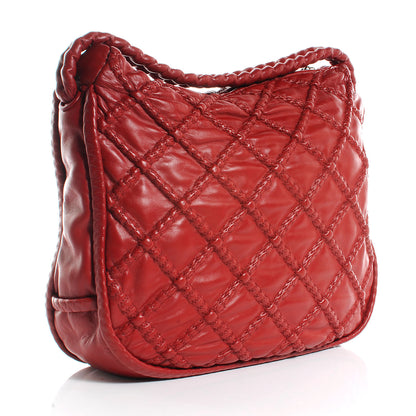 Chanel Quilted Lambskin Hidden Chain Hobo Red 3 of 7