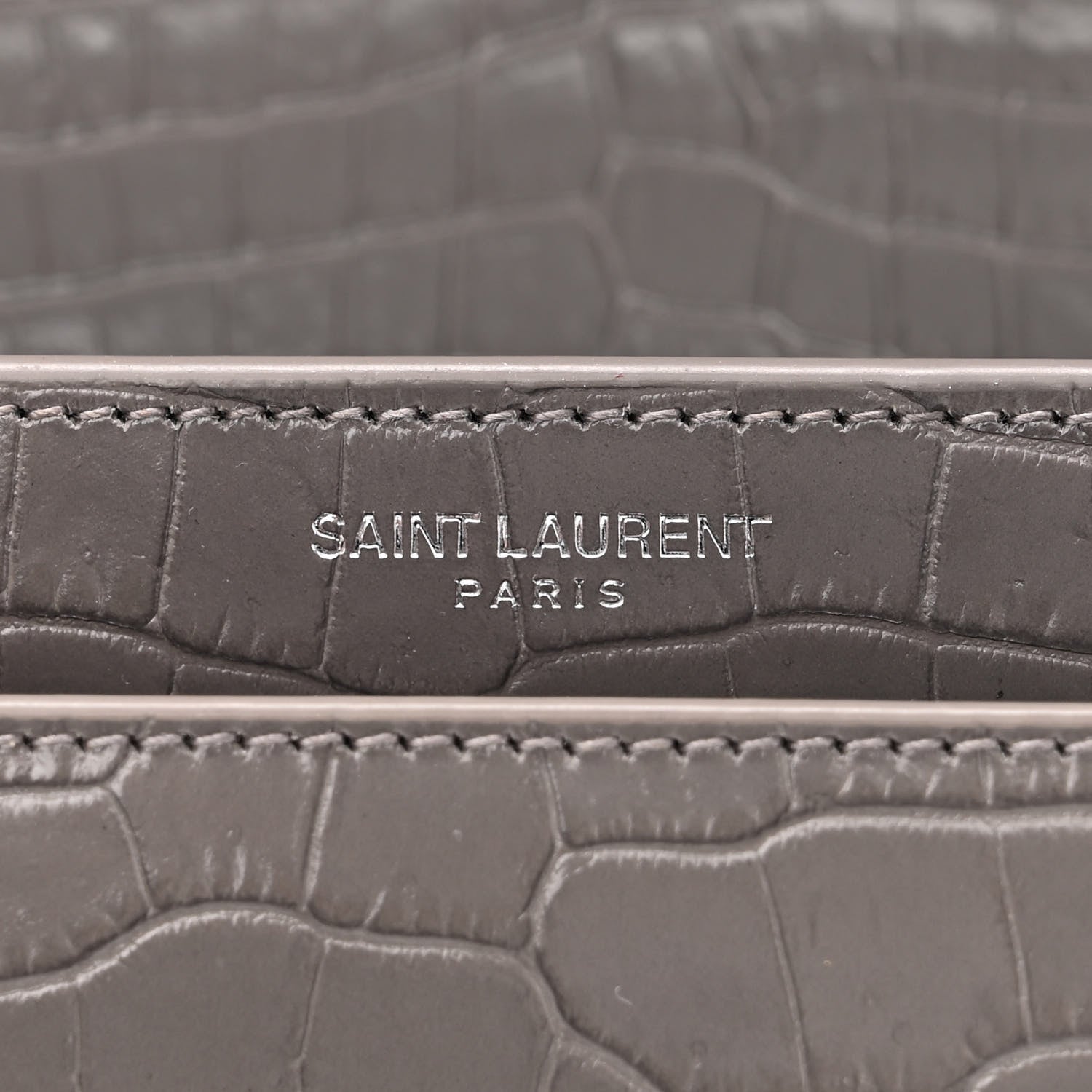 Saint Laurent Calfskin Crocodile Embossed Medium Monogram Sunset Fog 6 of 10
