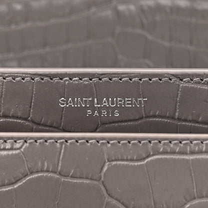 Saint Laurent Calfskin Crocodile Embossed Medium Monogram Sunset Fog 6 of 10