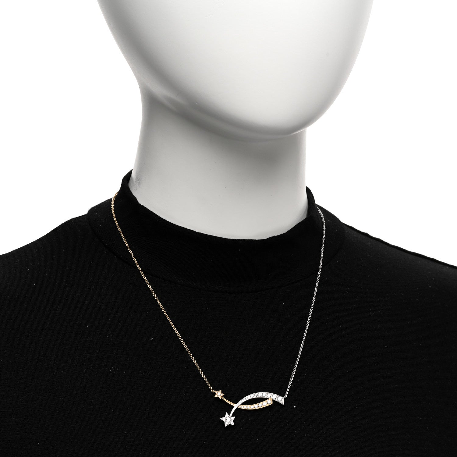 Chanel 18K White Yellow Gold Diamond Etoile Filante Necklace 2 of 5