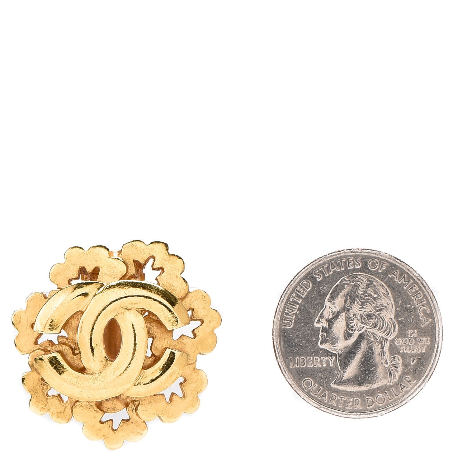 Chanel CC Clip On Earrings Gold 2 of 3