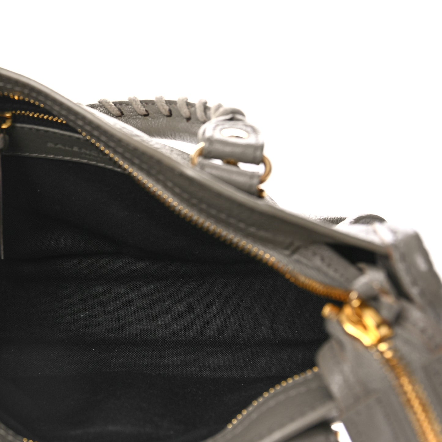 Chevre Gold Metallic Edge Hardware Mini City Gris Taupe