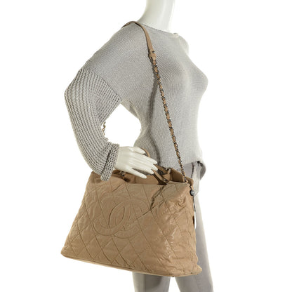 Chanel Iridescent Calfskin Quilted Large Sea Hit Tote Beige Clair 2 of 7