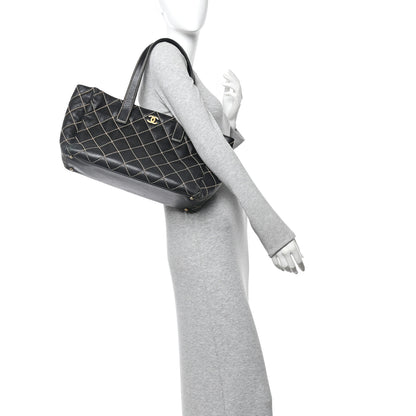 Chanel Calfskin Contrast Stitch Surpique Tote Black 2 of 14