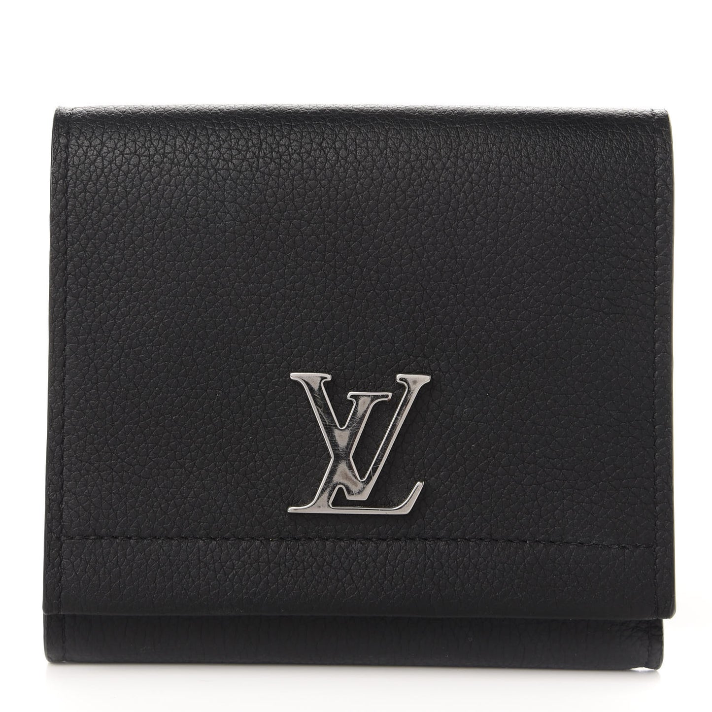 Calfskin LockMe II Compact Wallet Black