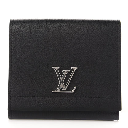 Louis Vuitton Calfskin LockMe II Compact Wallet Black 1 of 6