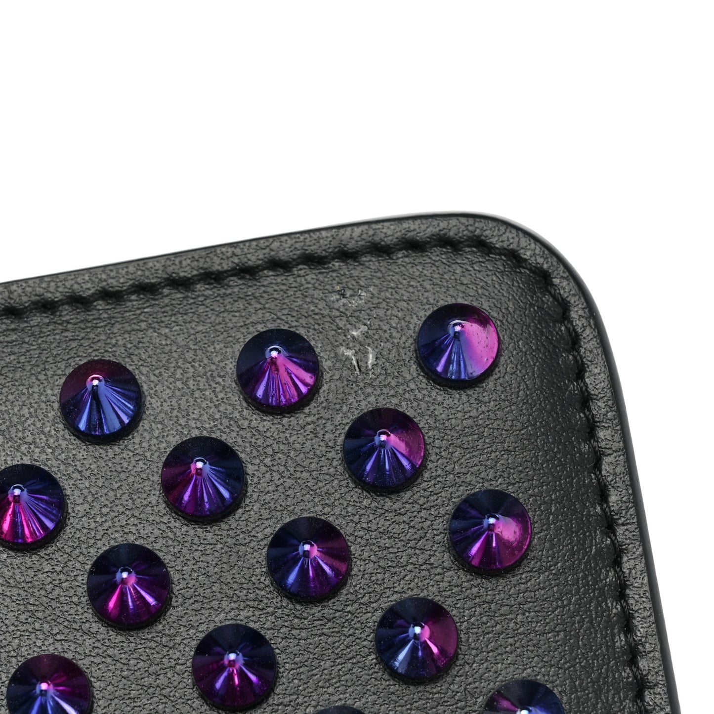 Calfskin Spiked Medium Pouch Black