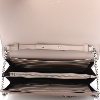 Saint Laurent Calfskin Crocodile Embossed Monogram Chain Wallet Rose Antic 5 of 12