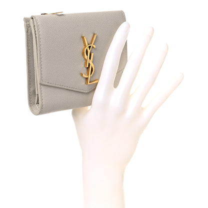 Saint Laurent Grain De Poudre Monogram Uptown Compact Wallet Blanc Vintage 2 of 17