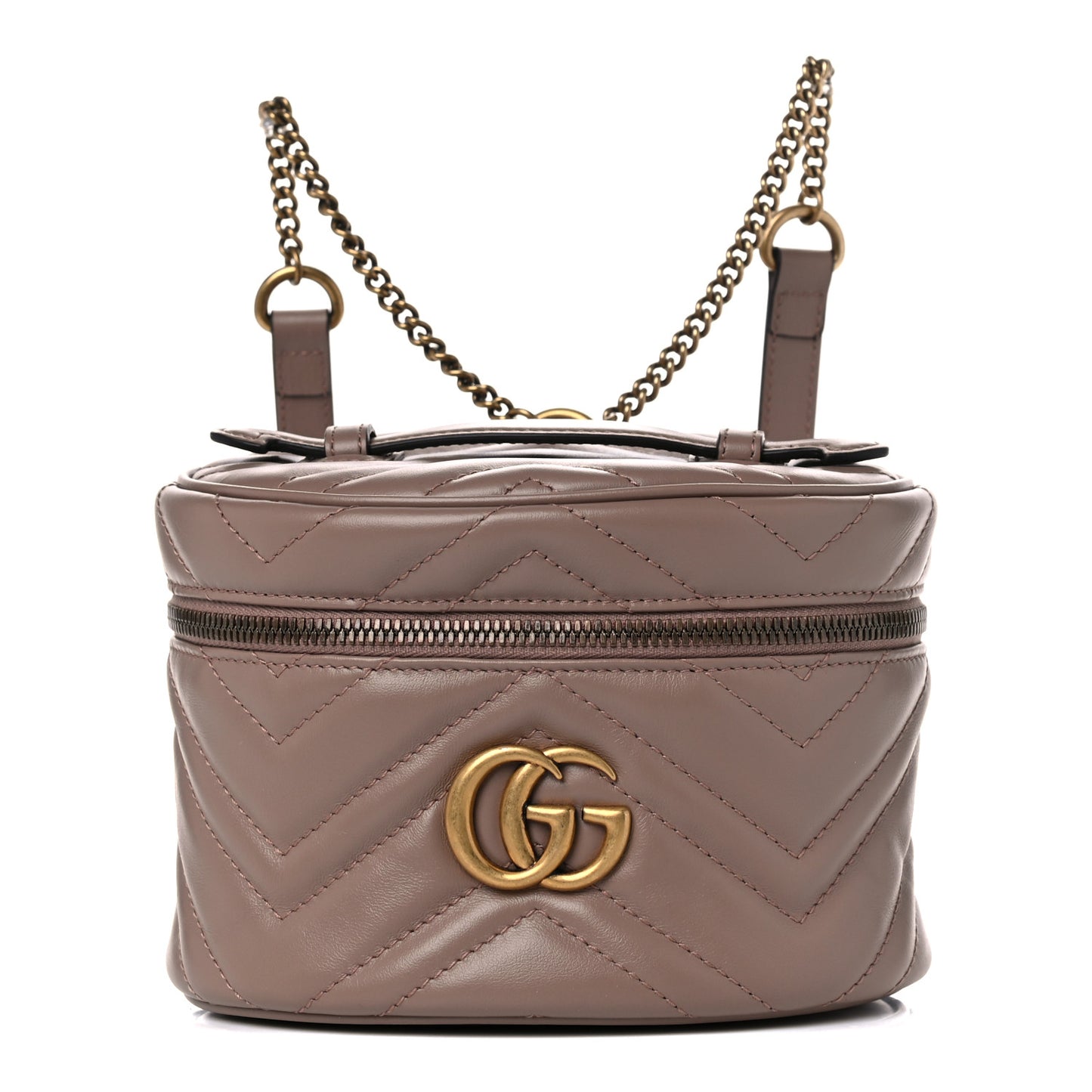 Calfskin Matelasse Mini GG Marmont Round Backpack Porcelain Rose