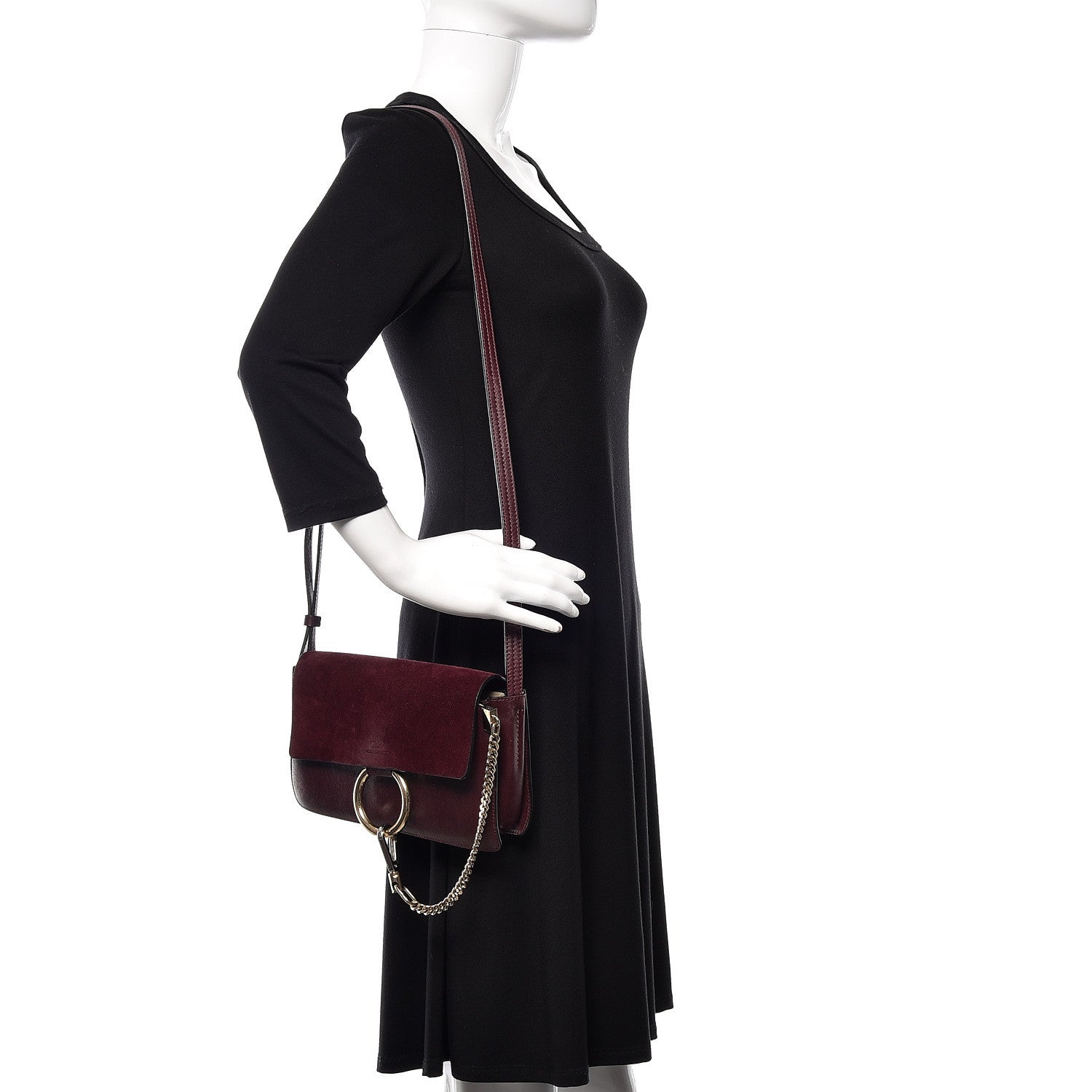 Chloe Suede Calfskin Small Faye Shoulder Bag Plum Purple 2 of 9