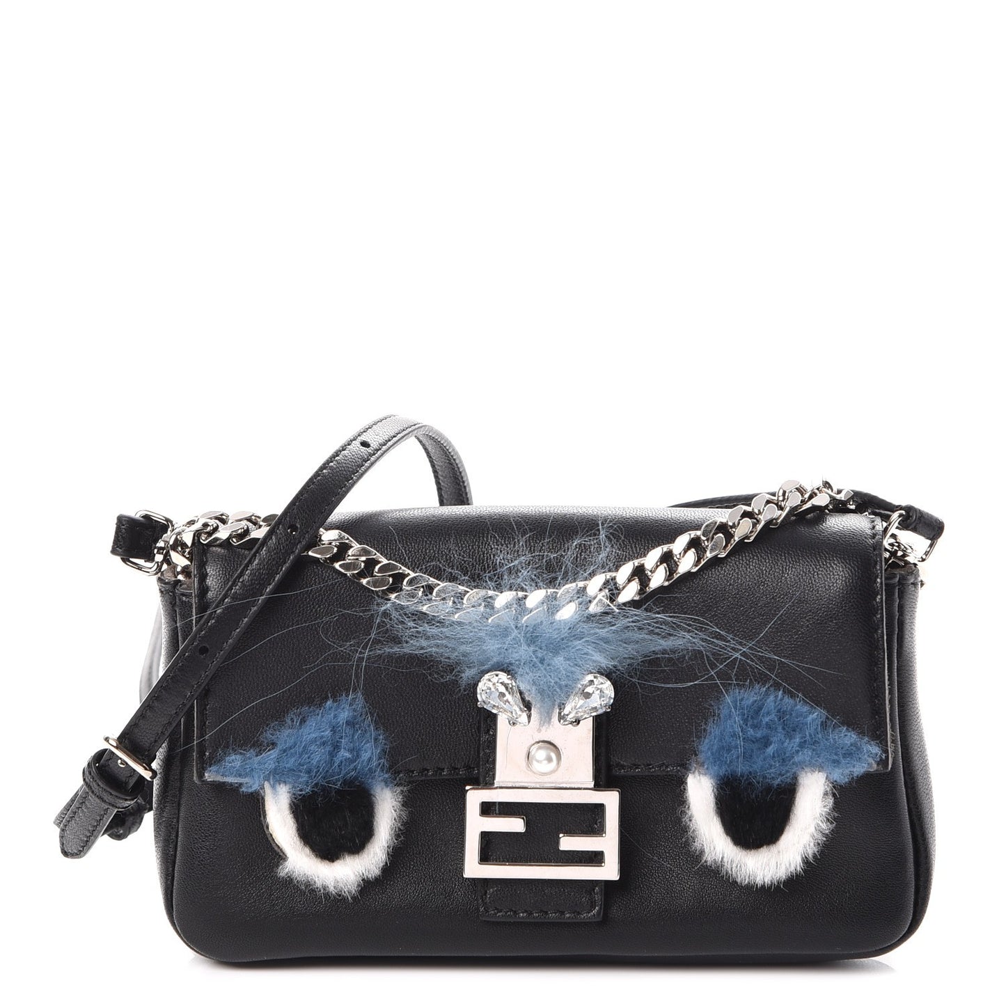 Nappa Rabbit Fox Fur Micro Buggie Baguette Black
