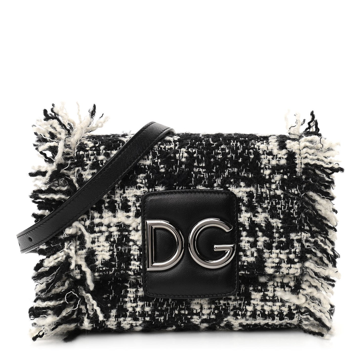 Tweed Mini Millennials Crossbody Bag Black White