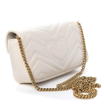 Gucci Calfskin Matelasse Super Mini GG Marmont Shoulder Bag White 3 of 11