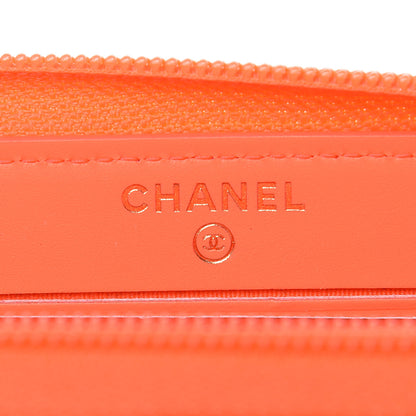 Chanel Patent Quilted Small Boy Zip Around Wallet Orange 6 of 9