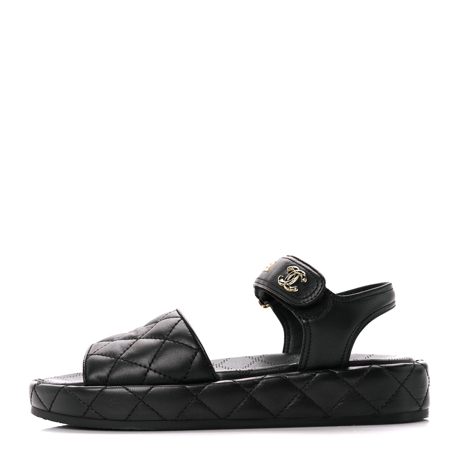 Chanel Lambskin Quilted Dad Sandals 36 Black 1 of 8