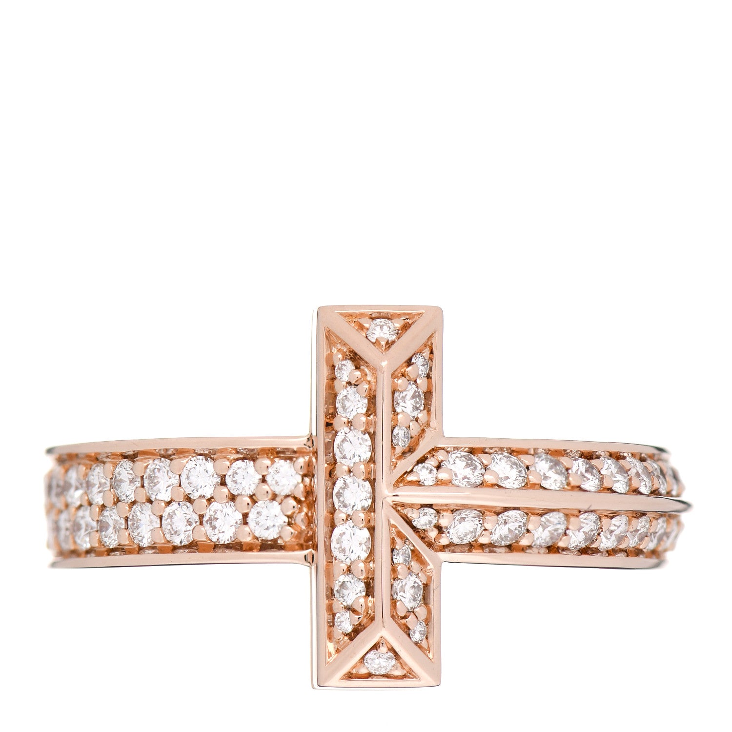 Tiffany 18K Rose Gold Diamond Wide T T1 Ring 58 8.5 1 of 6