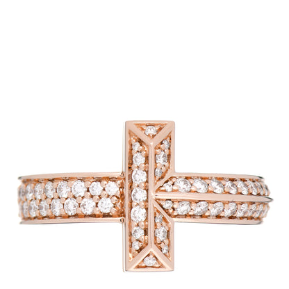 Tiffany 18K Rose Gold Diamond Wide T T1 Ring 58 8.5 1 of 6