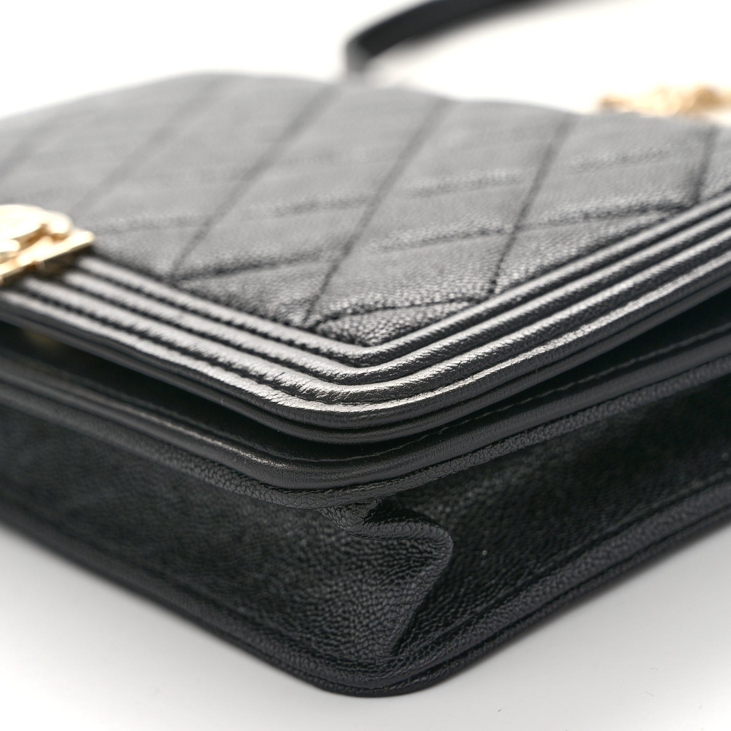 Caviar Quilted Boy Wallet On Chain WOC Black