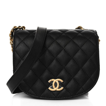 Chanel Grained Calfskin Quilted Small Messenger Flap Black 1 of 9