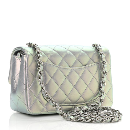 Chanel Iridescent Calfskin Quilted Mini Rectangular Flap Light Purple 3 of 11