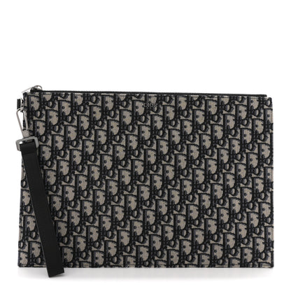 Christian Dior Oblique A4 Flat Pouch Clutch Blue 1 of 7