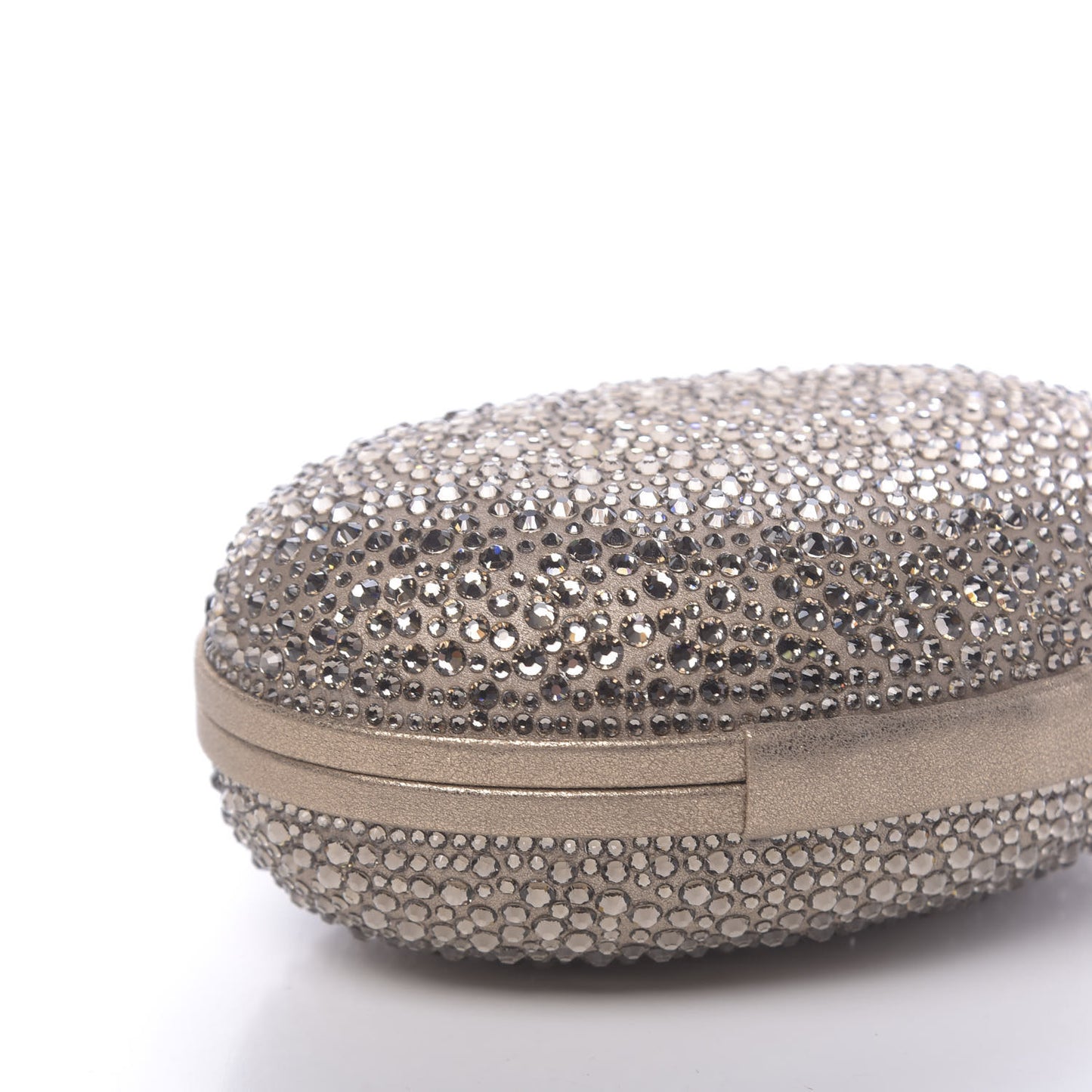 Metallic Suede Burma Strass Mina Chain Clutch Lichen