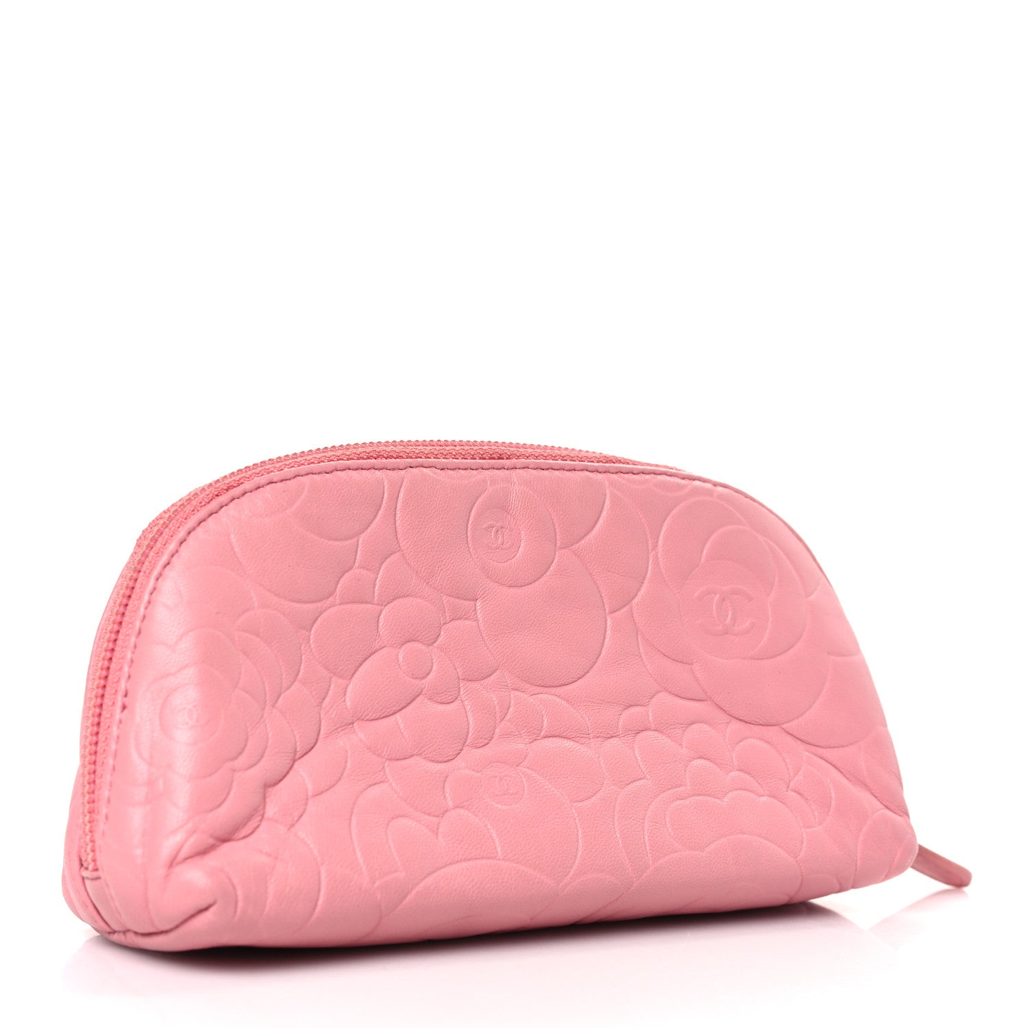 Chanel Lambskin Camellia Embossed Cosmetic Case Pink 3 of 8