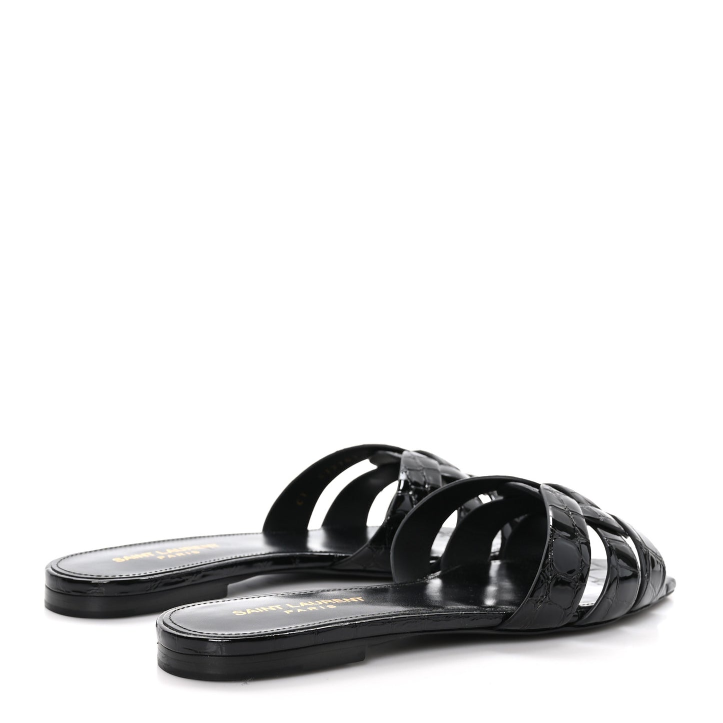 Patent Croc Embossed Tribute 05 Slide Sandals 38 Black