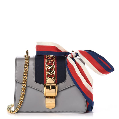 Gucci Calfskin Mini Sylvie Chain Shoulder Bag Deep Grey 1 of 9
