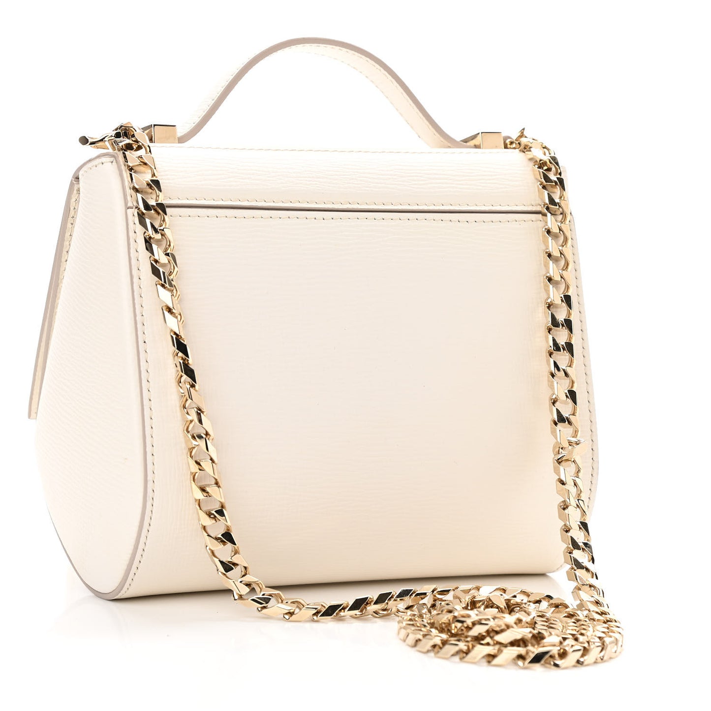 Textured Calfskin Mini Pandora Box Chain Crossbody Bag White