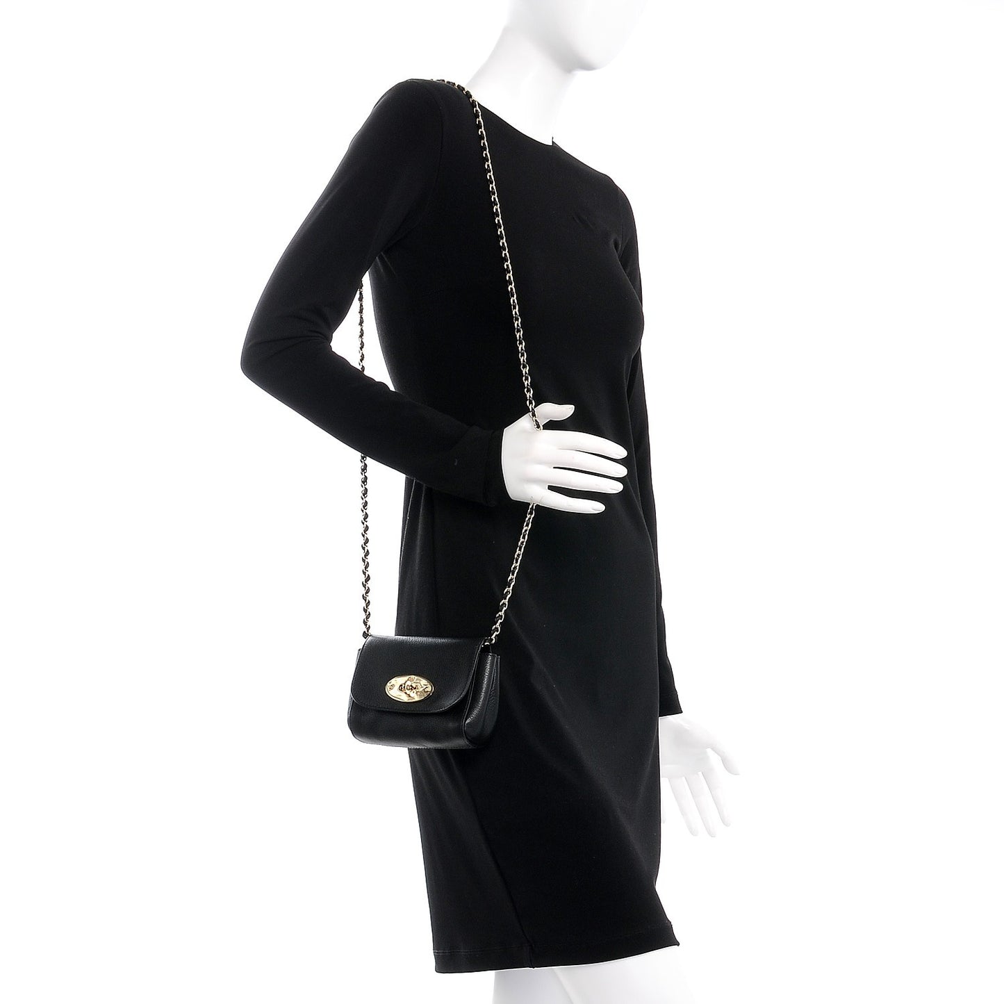Classic Grain Calfskin Mini Lily Black
