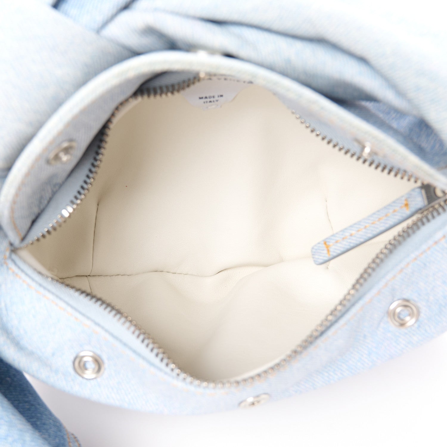 Bottega Veneta Printed Nubuck Denim Shirt Effect Mini Jodie Blue Washed Sunflower Pearl 5 of 10