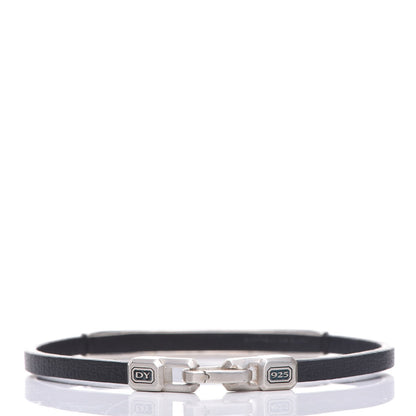 David Yurman Sterling Silver Black Diamond Leather Mens 4mm Streamline ID Bracelet 3 of 5