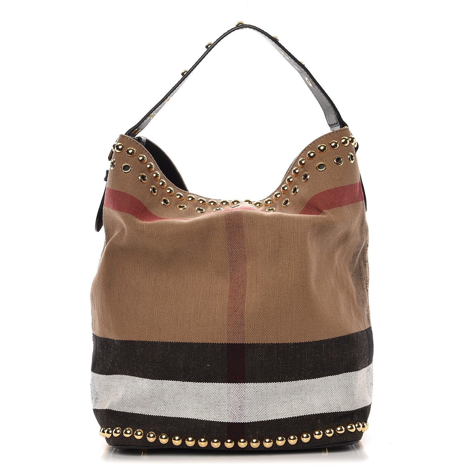 Burberry Canvas Mega Check Studded Medium Ashby Bucket Bag Black 1 of 10