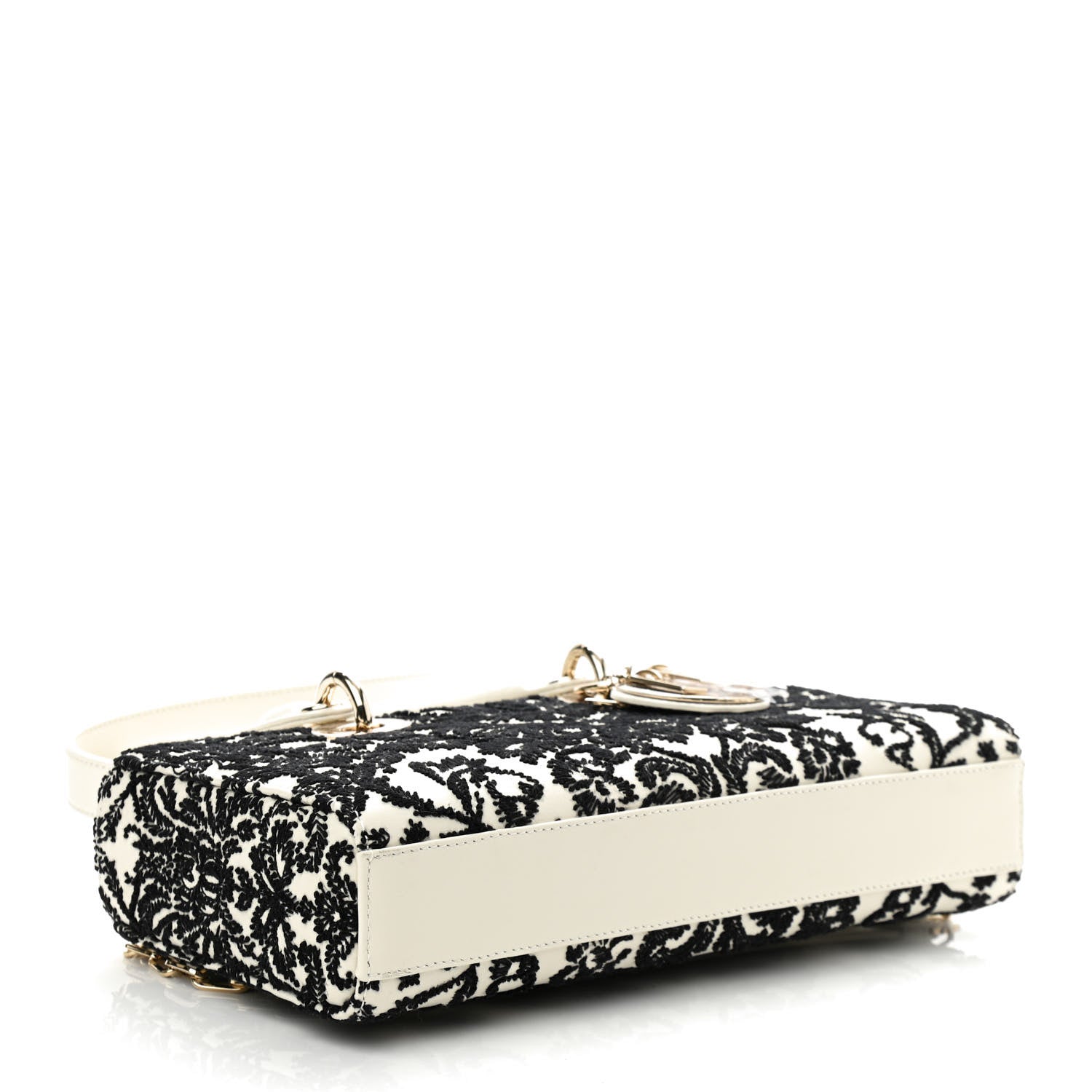 Christian Dior Calfskin Embroidered Lady D-Joy White Black 4 of 12