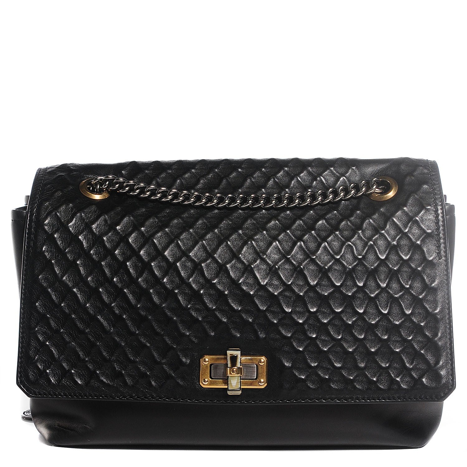 Lanvin Hammered Calfskin Large Happy Edgy Shoulder Bag Black 9 of 16