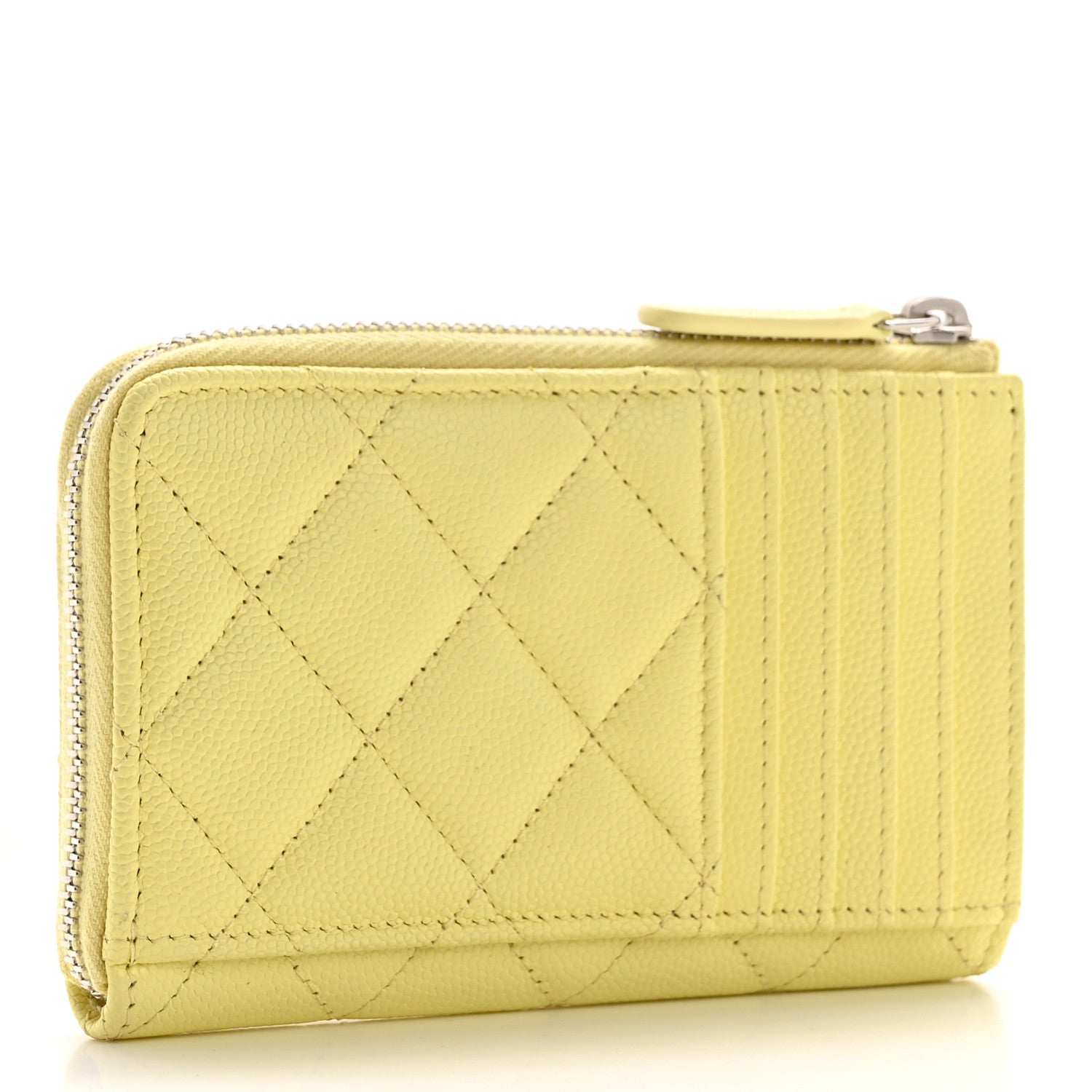 Chanel Caviar Quilted CC Zip Around Card Holder Yellow 3 of 8