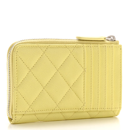 Chanel Caviar Quilted CC Zip Around Card Holder Yellow 3 of 8