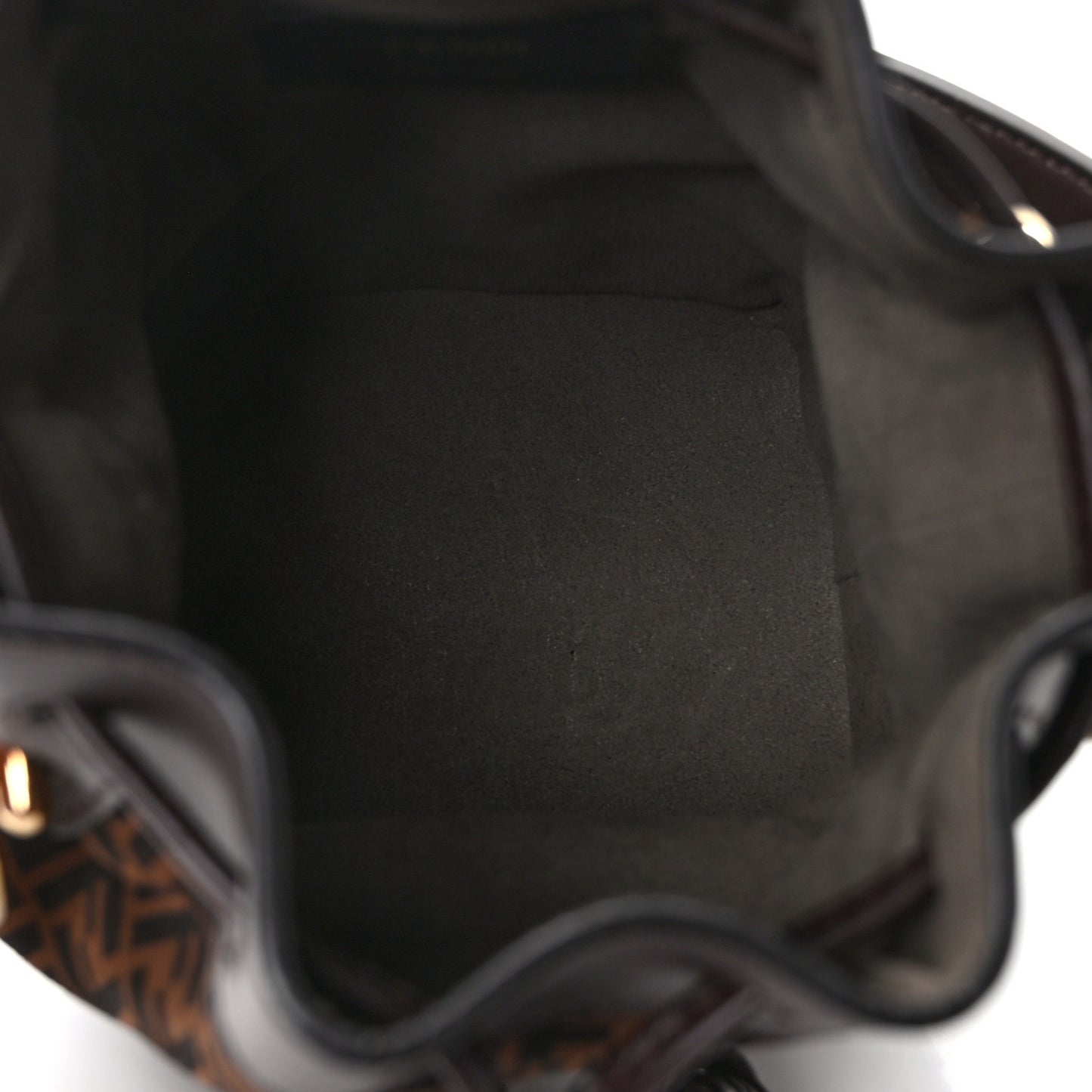 Suede Vitello King F is Fendi Micro FF Mini Mon Tresor Bucket Bag Sigaro Marrone Ebano