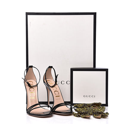 Gucci Patent Crystal Removable Bow Sandals 39.5 Black 9 of 9