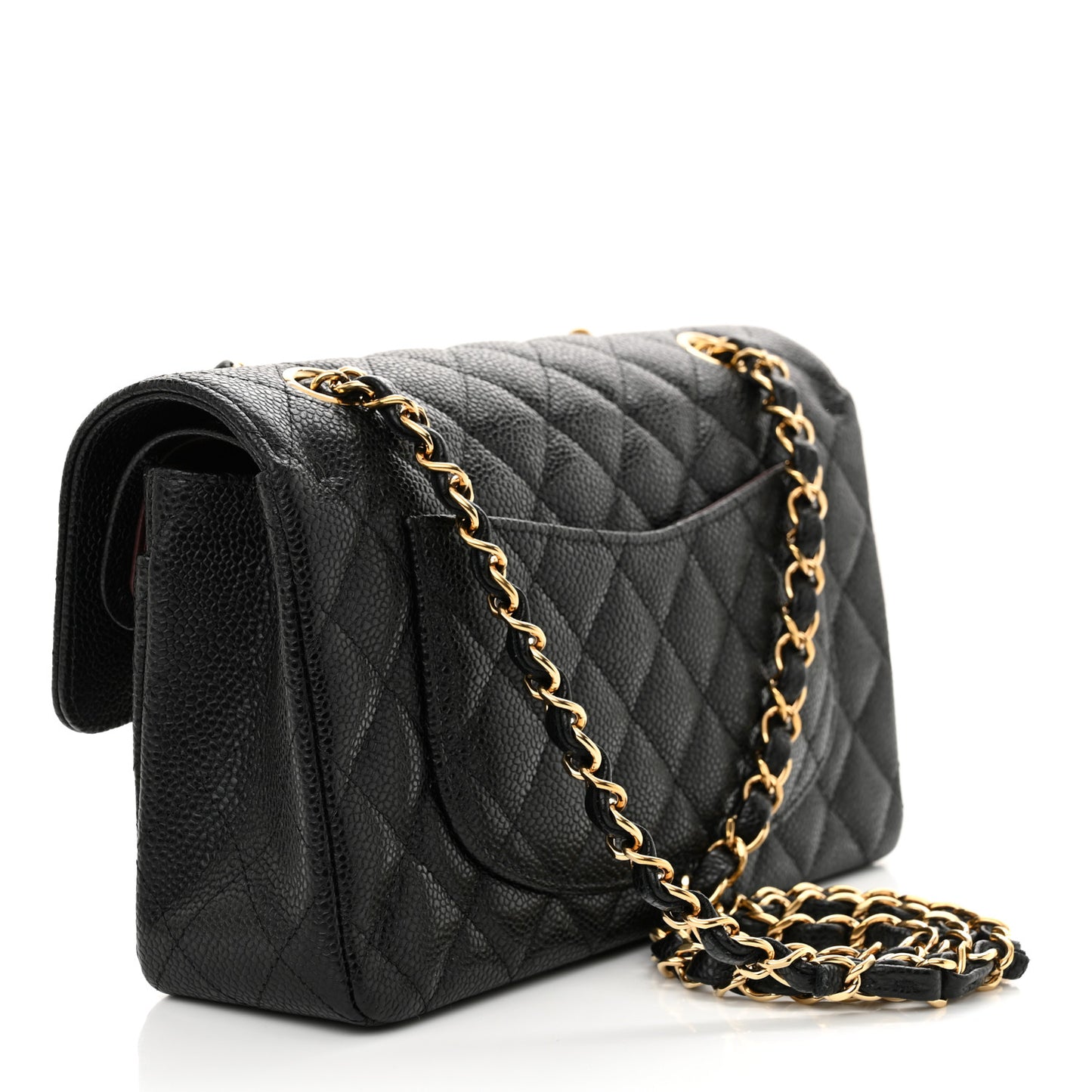 Caviar Quilted Small Double Flap Black