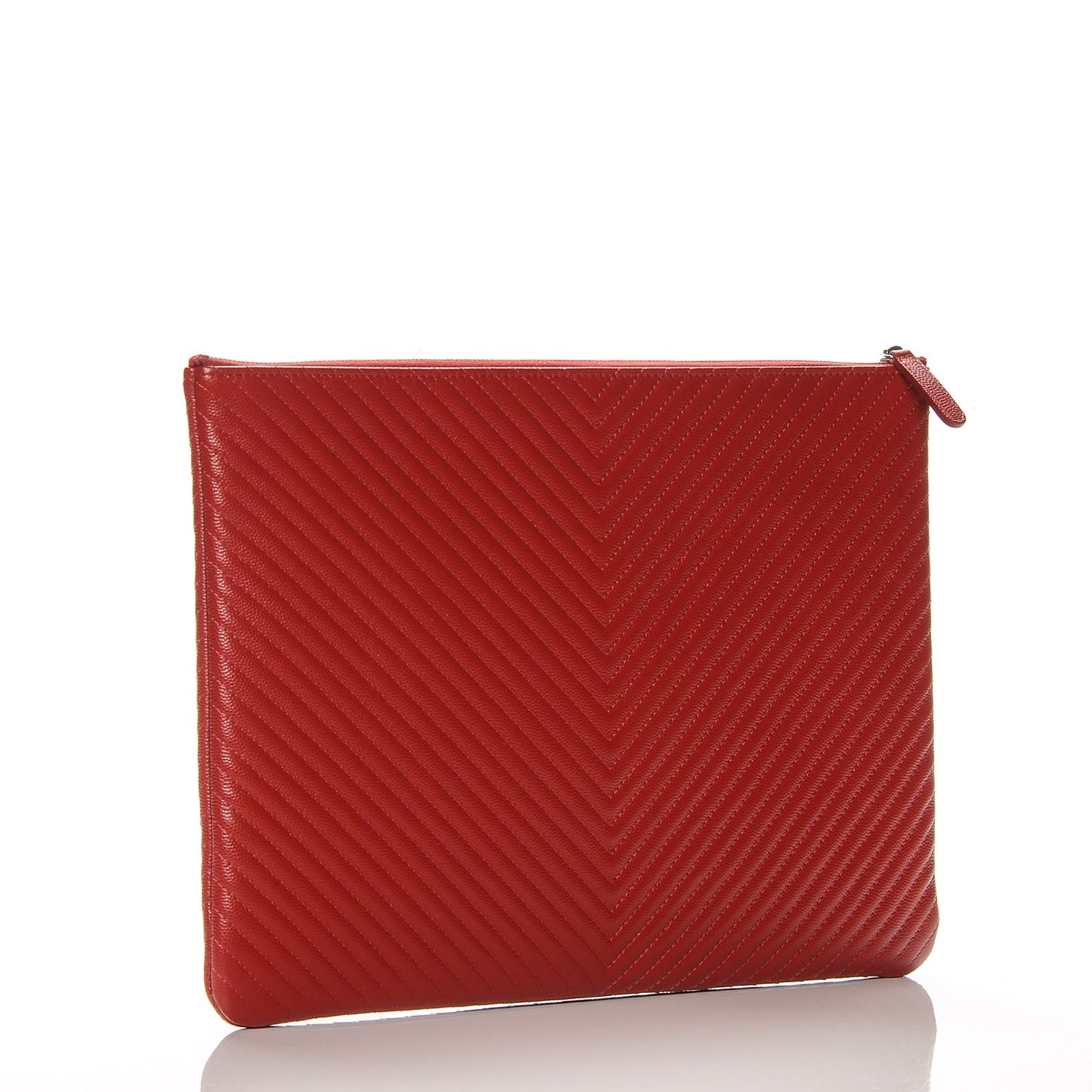 Caviar Chevron Quilted Large Cosmetic Case Red