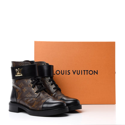 Louis Vuitton Monogram Calfskin Wonderland Flat Ranger Boots 38 Black 10 of 10