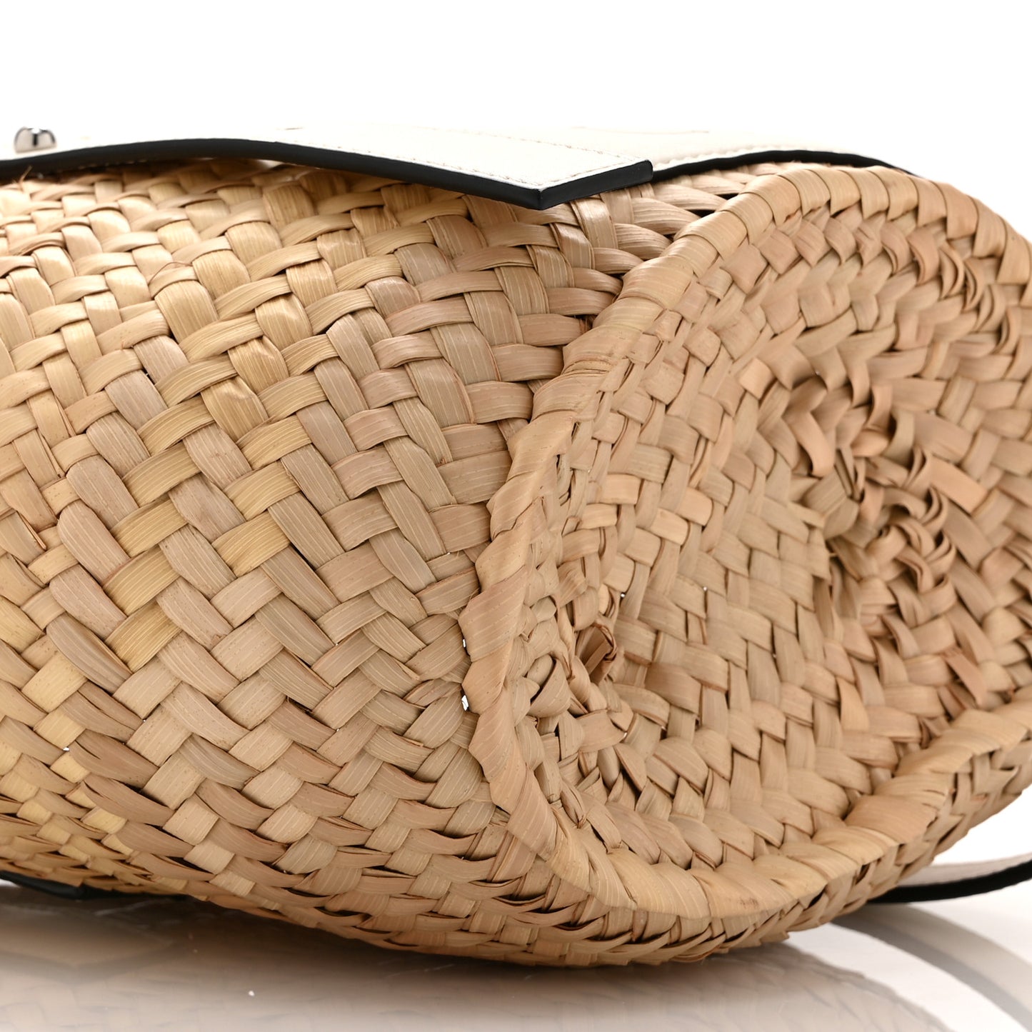 Raffia Small Basket Tote Bag Natural White