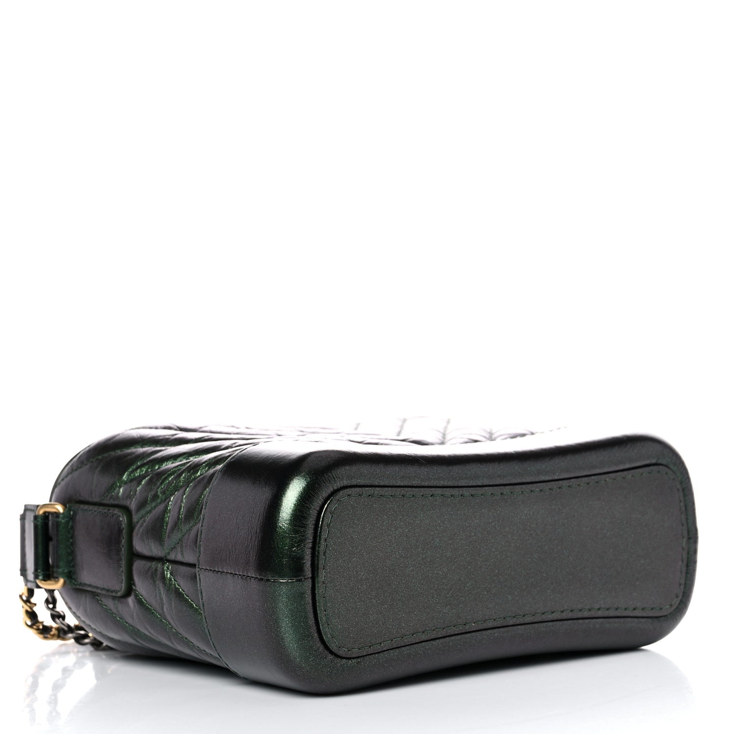 Metallic Calfskin Chevron Quilted Small Gabrielle Hobo Green