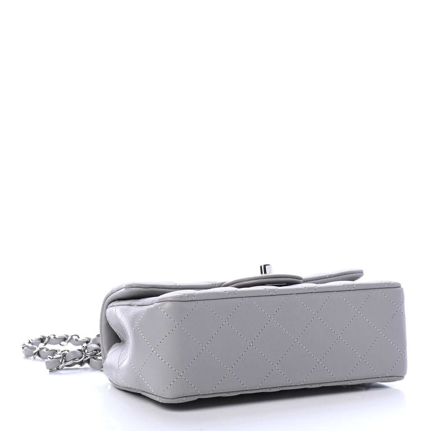 Lambskin Quilted Mini Rectangular Flap Grey